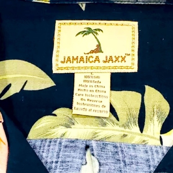 NWOT Jamaica Jaxx “L”, silk Hawaiian button-down, Vacation Mode, Luau, Beachy - Picture 2 of 6